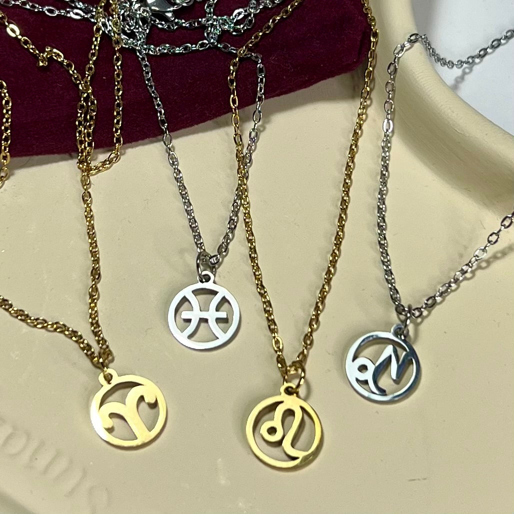 Collier Signe Astrologique en Acier Inoxydable – Doré ou Argenté | Bijou Astre Personnalisé à Petit Prix