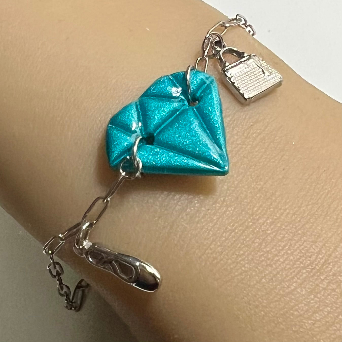 Bracelet Diams – acier inoxydable et pâte polymère – Diamant marbré ou métallisé avec charms uniques