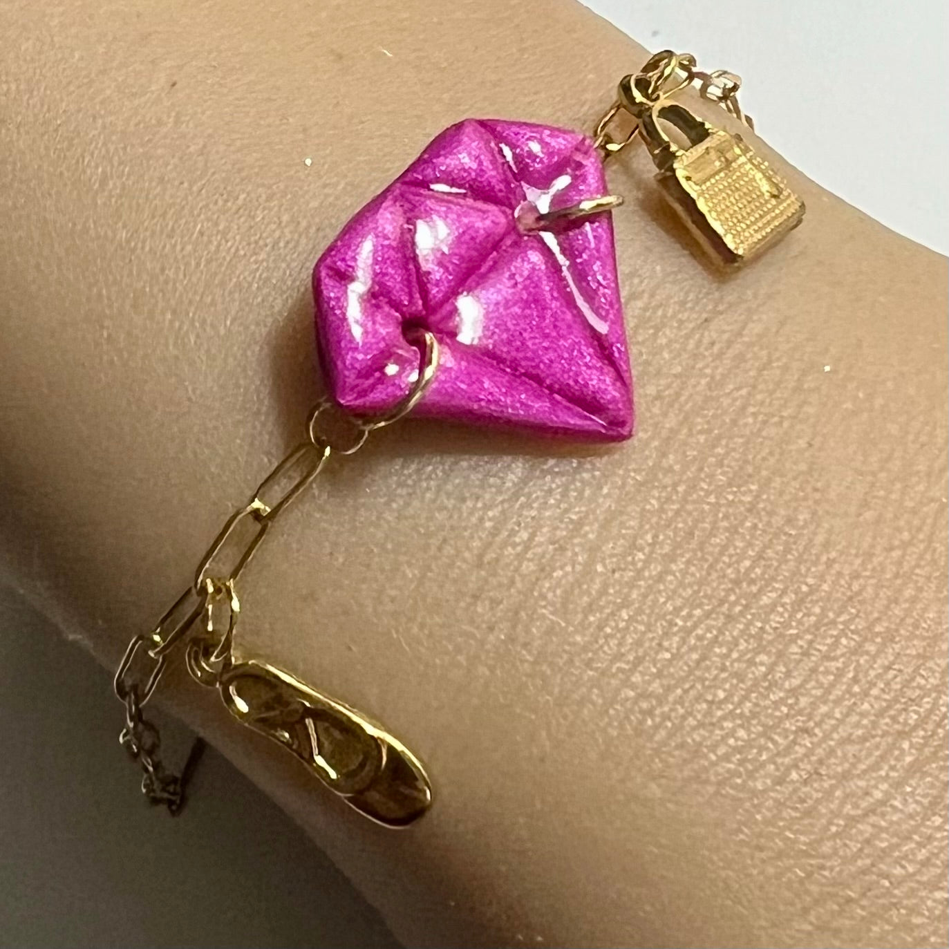 Bracelet Diams – acier inoxydable et pâte polymère – Diamant marbré ou métallisé avec charms uniques