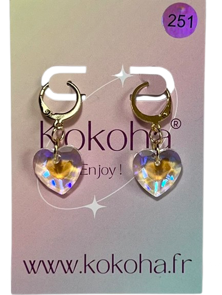 Boucles d’Oreilles Élégance Cœur Cristal en Acier Inoxydable