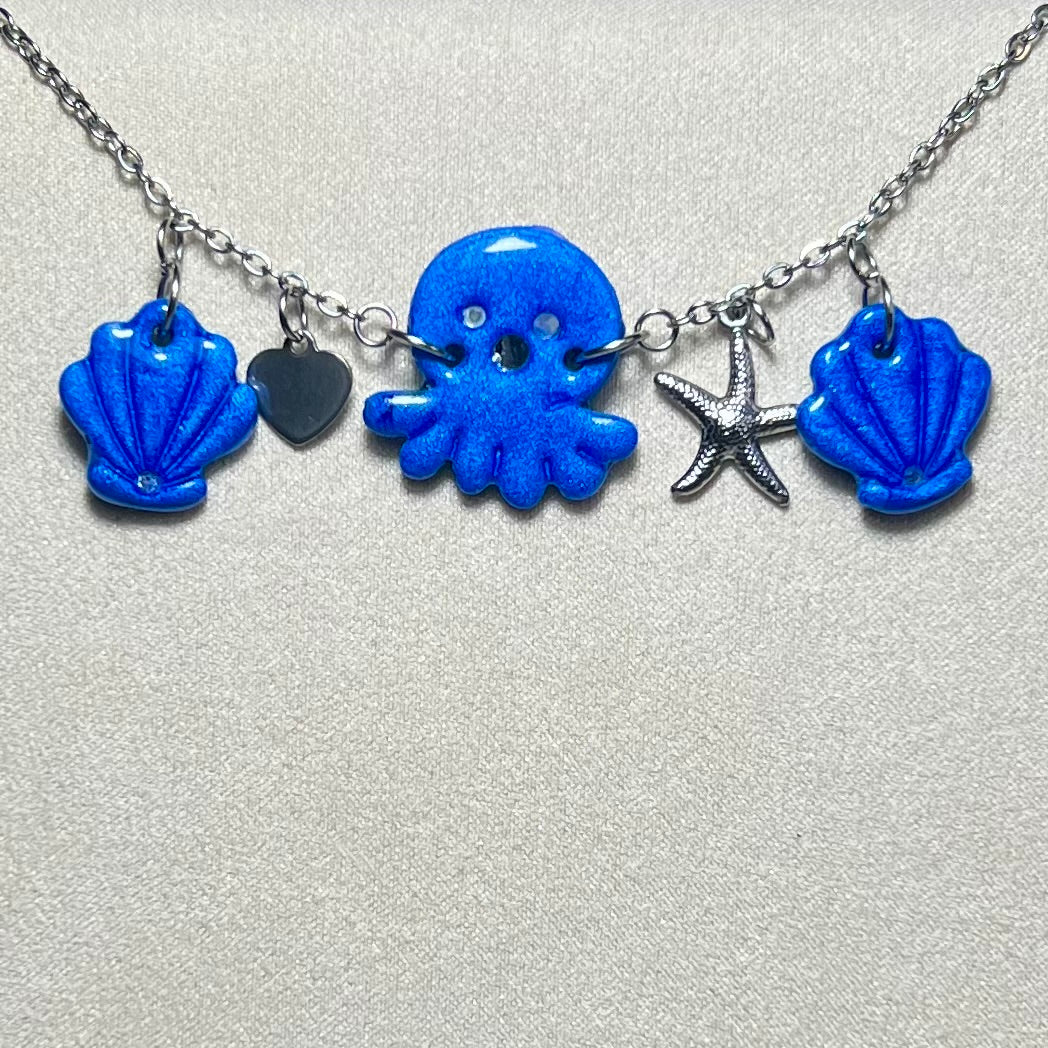 Bracelet Poulpy – Bijou marin fait main en acier inoxydable et pâte polymère métallisée (4 coloris)