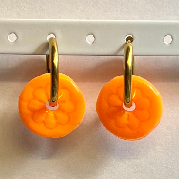 Pampilles Tranche d'orange (20mm) – Paires de pampilles en pâte polymère (sans créoles)