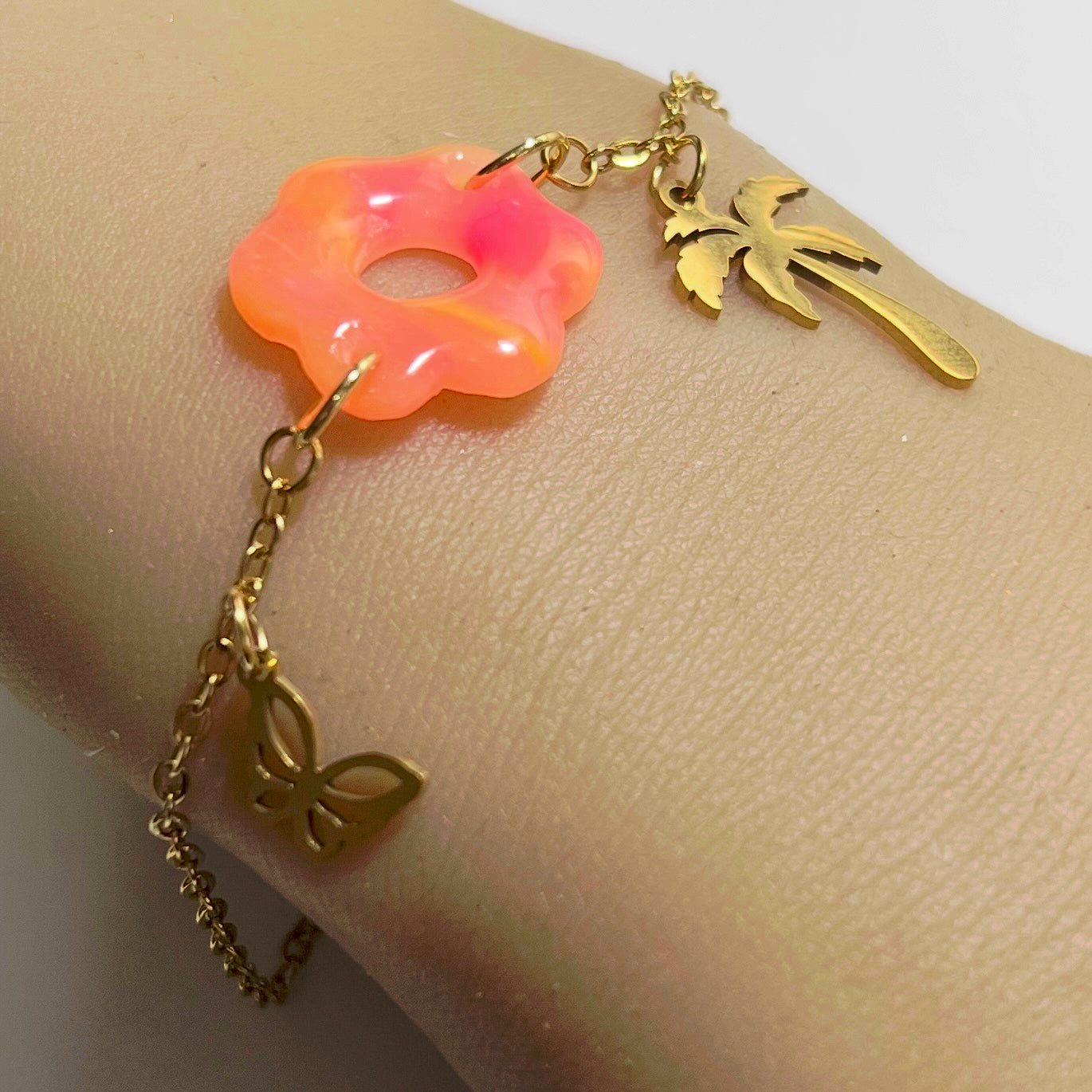 Bracelet Flora – Bijou Fait Main en Acier Inoxydable et Pâte Polymère