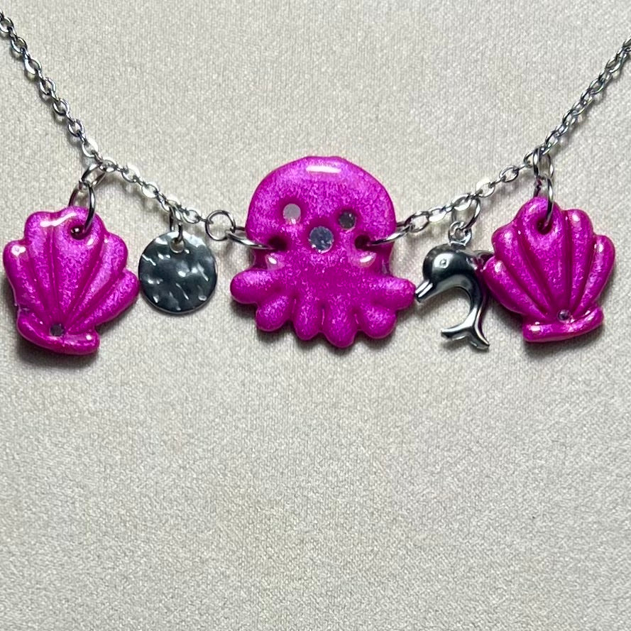 Bracelet Poulpy – Bijou marin fait main en acier inoxydable et pâte polymère métallisée (4 coloris)