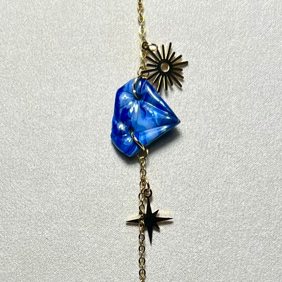 Bracelet Diams – acier inoxydable et pâte polymère – Diamant marbré ou métallisé avec charms uniques
