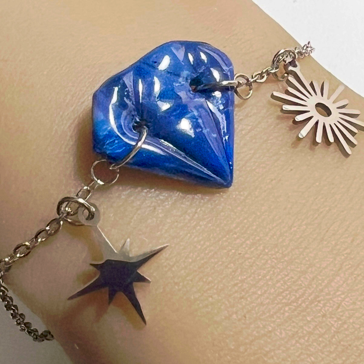 Bracelet Diams – acier inoxydable et pâte polymère – Diamant marbré ou métallisé avec charms uniques