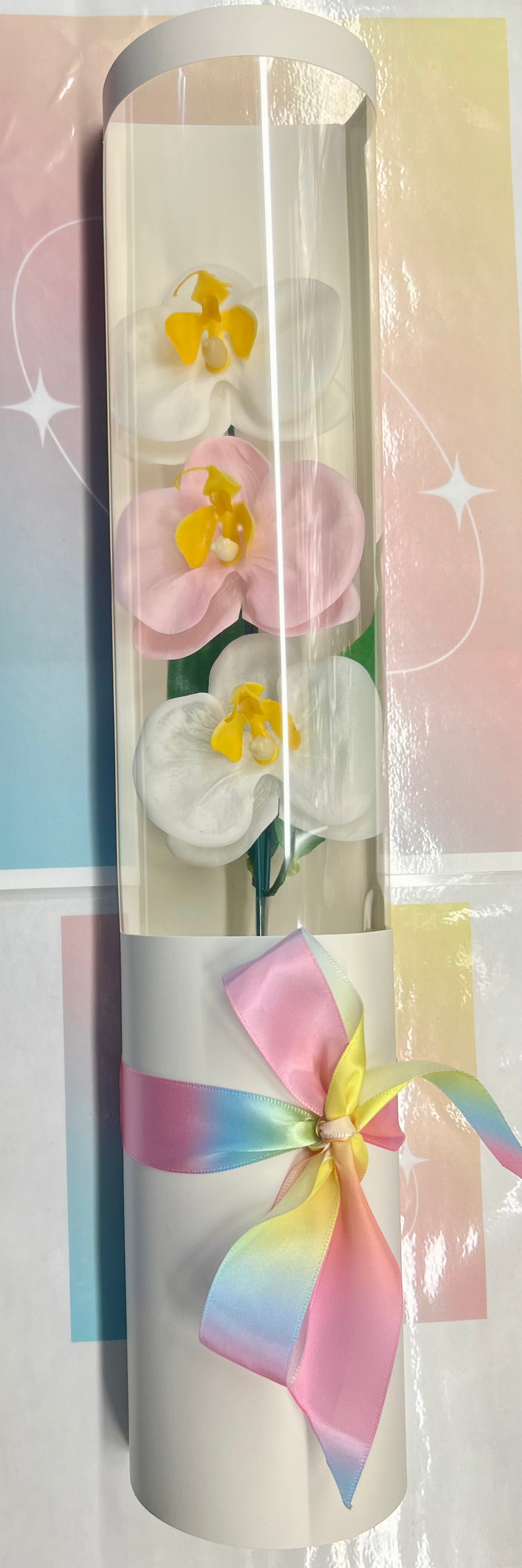 Composition orchidées de savon Boite blanche Composition orchidées de savon
