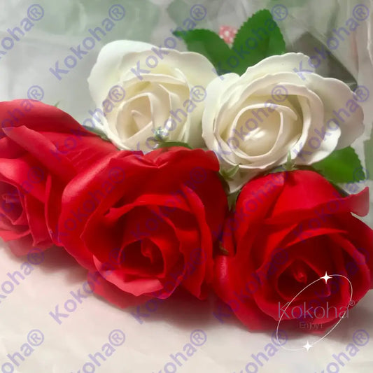 Bouquet De Roses Savon Rouges & Blanches Rose Blanche