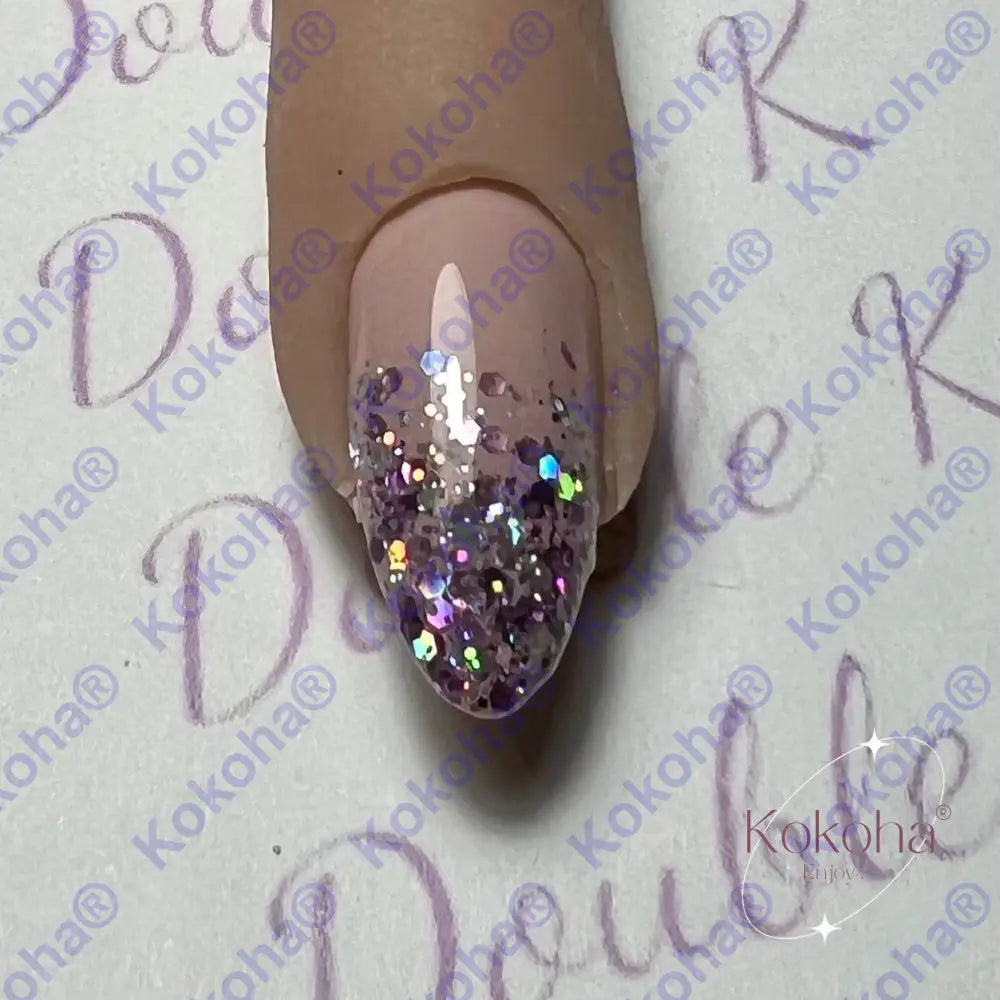 Kit De Press On Nails Bb004 Pailleté Mauve Désign