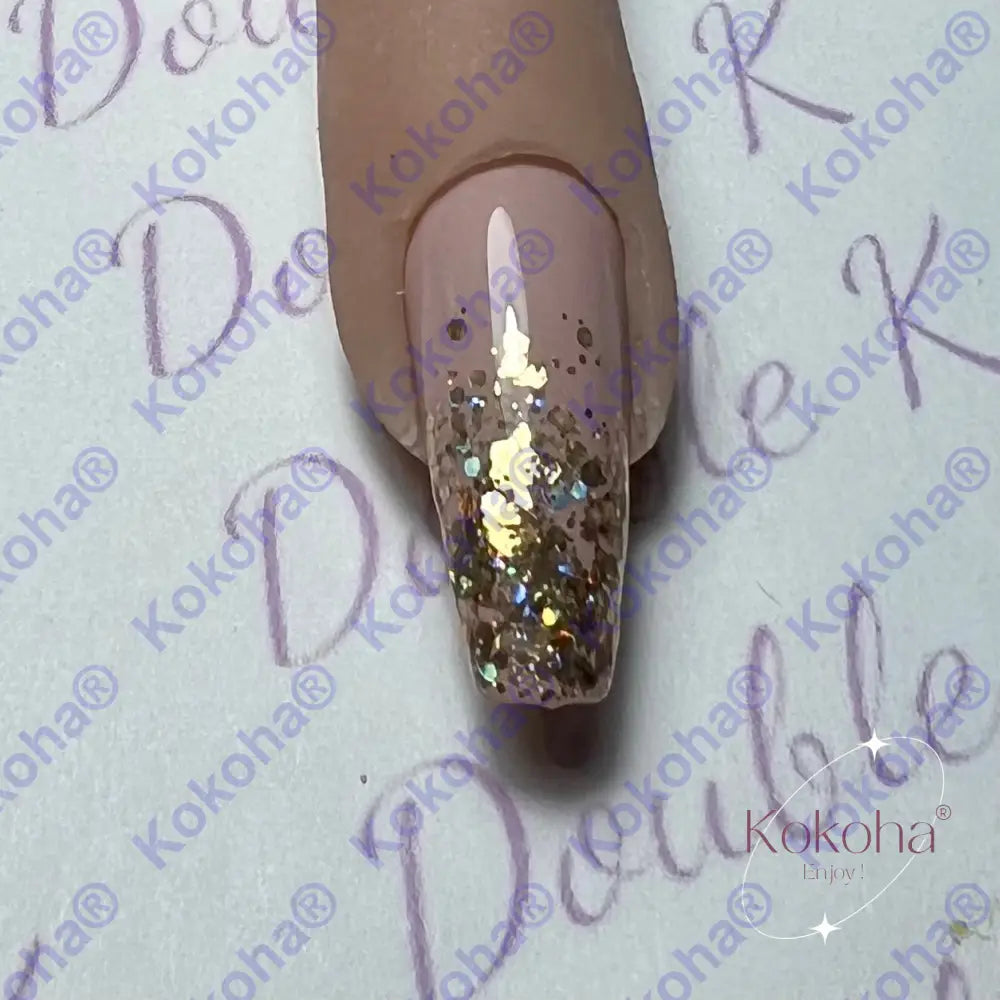 Kit De Press On Nails Bb004 Pailleté Or Désign