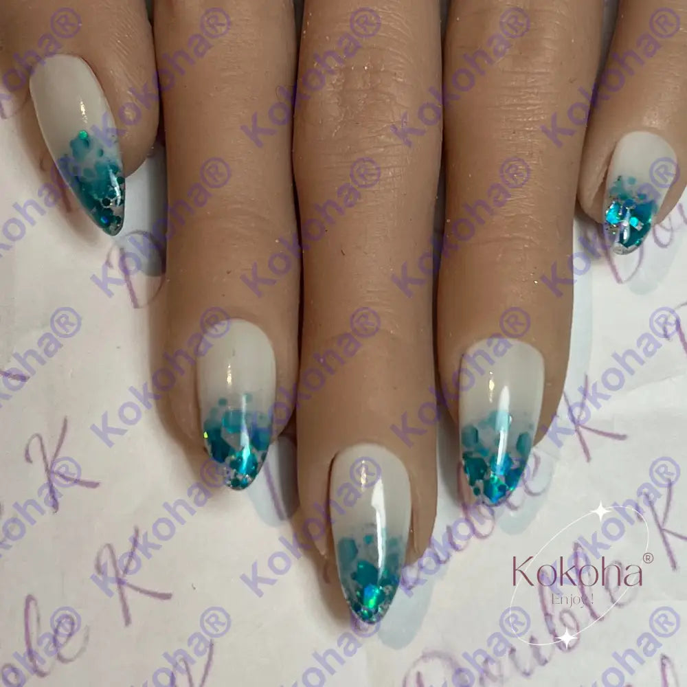 Kit De Press On Nails Bb005 Turquoise Désign