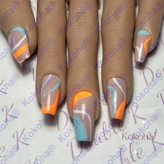 Kit De Press On Nails Et026 Orange Désign