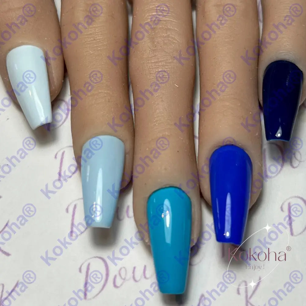 Kit De Press On Nails Unis ’ Les Camaïeux’ Bleu Unis