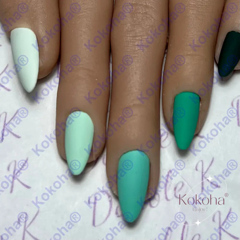 Kit De Press On Nails Unis ’ Les Camaïeux’ Vert Unis