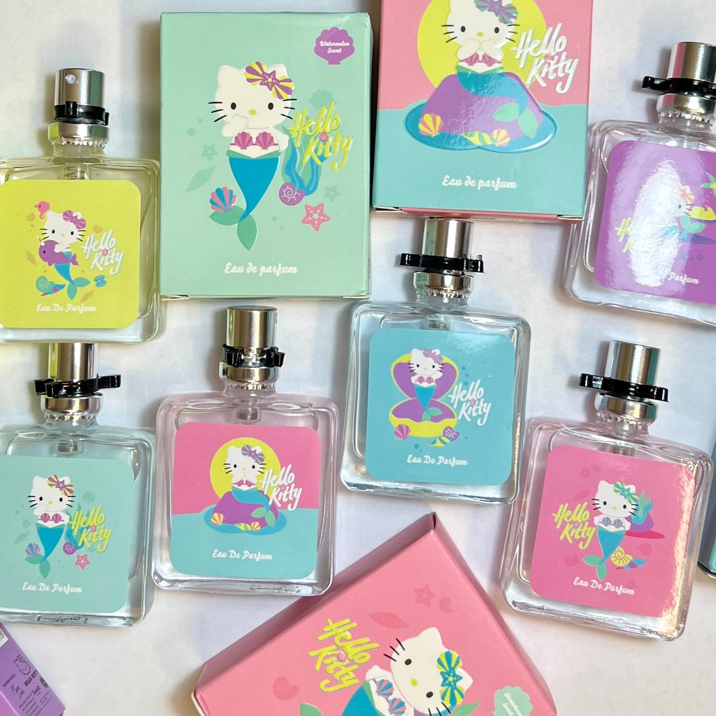 Mini Eau de Parfum Mermaid Hello Kitty – 6 Fragrances Tropicales 15ml | Parfum Femme Format Voyage