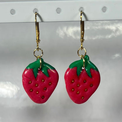Boucles d'Oreilles Fruits en acier inoxydable fait main – Citron-Fraise-Palmier-Orange-Cerise-Ananas–Avocats- dorée ou argentée