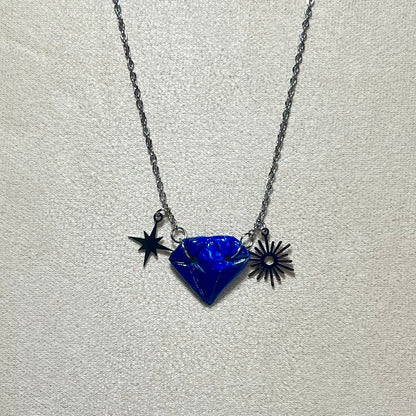 Colliers Diams  – acier inoxydable et pâte polymère – Diamant marbré ou métallisé avec charms uniques