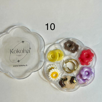 Coffret Boucles d’Oreilles Créoles et Pampilles – Boîte Fleur Acrylique Transparente | Acier Inoxydable