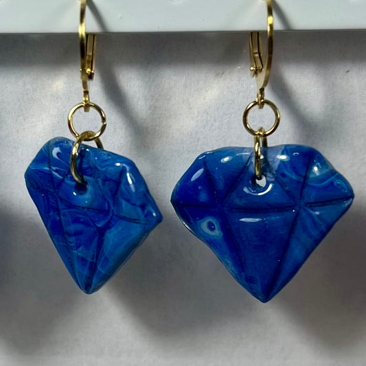 Boucles d'oreilles Diams  – acier inoxydable et pâte polymère – Diamant marbré ou métallisé