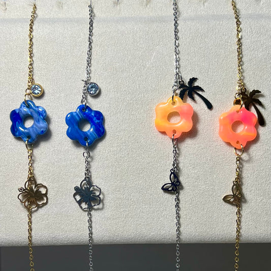 Bracelet Flora – Bijou Fait Main en Acier Inoxydable et Pâte Polymère