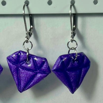 Boucles d'oreilles Diams  – acier inoxydable et pâte polymère – Diamant marbré ou métallisé