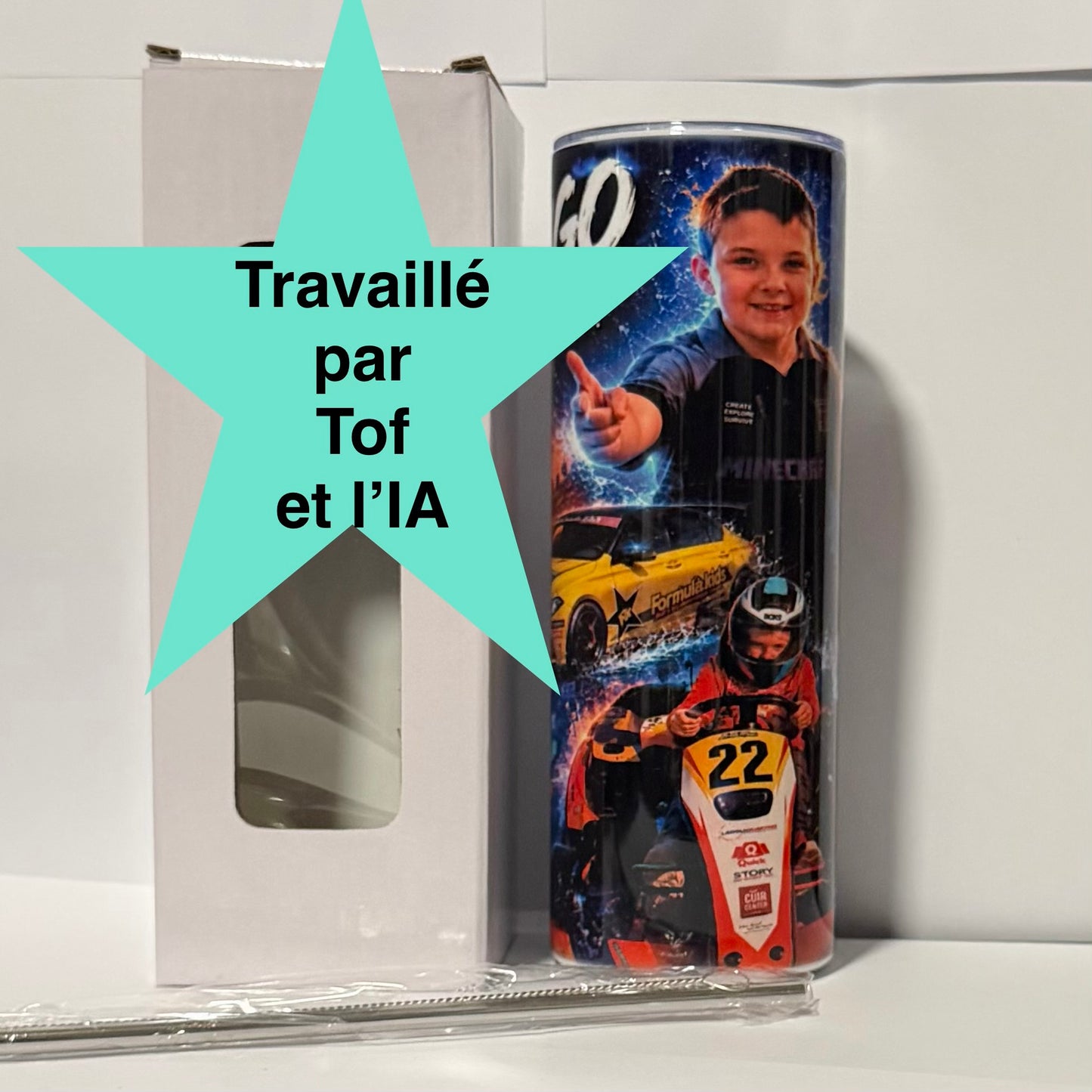 Tumbler Personnalisable 590ml en Acier Inoxydable – Gourde Thermos Isotherme Chaud et Froid | Avec Paille