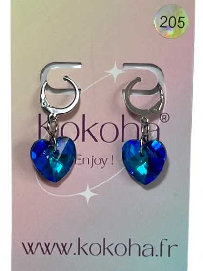 Boucles d’Oreilles Élégance Cœur Cristal en Acier Inoxydable