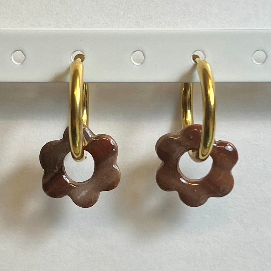 Pampilles interchangeables Mini Flora (15mm)– Paires de mini fleurs en pâte polymère (sans créoles)