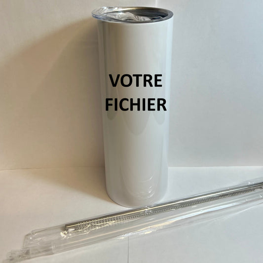 Tumbler Personnalisable 590ml en Acier Inoxydable – Gourde Thermos Isotherme Chaud et Froid | Avec Paille