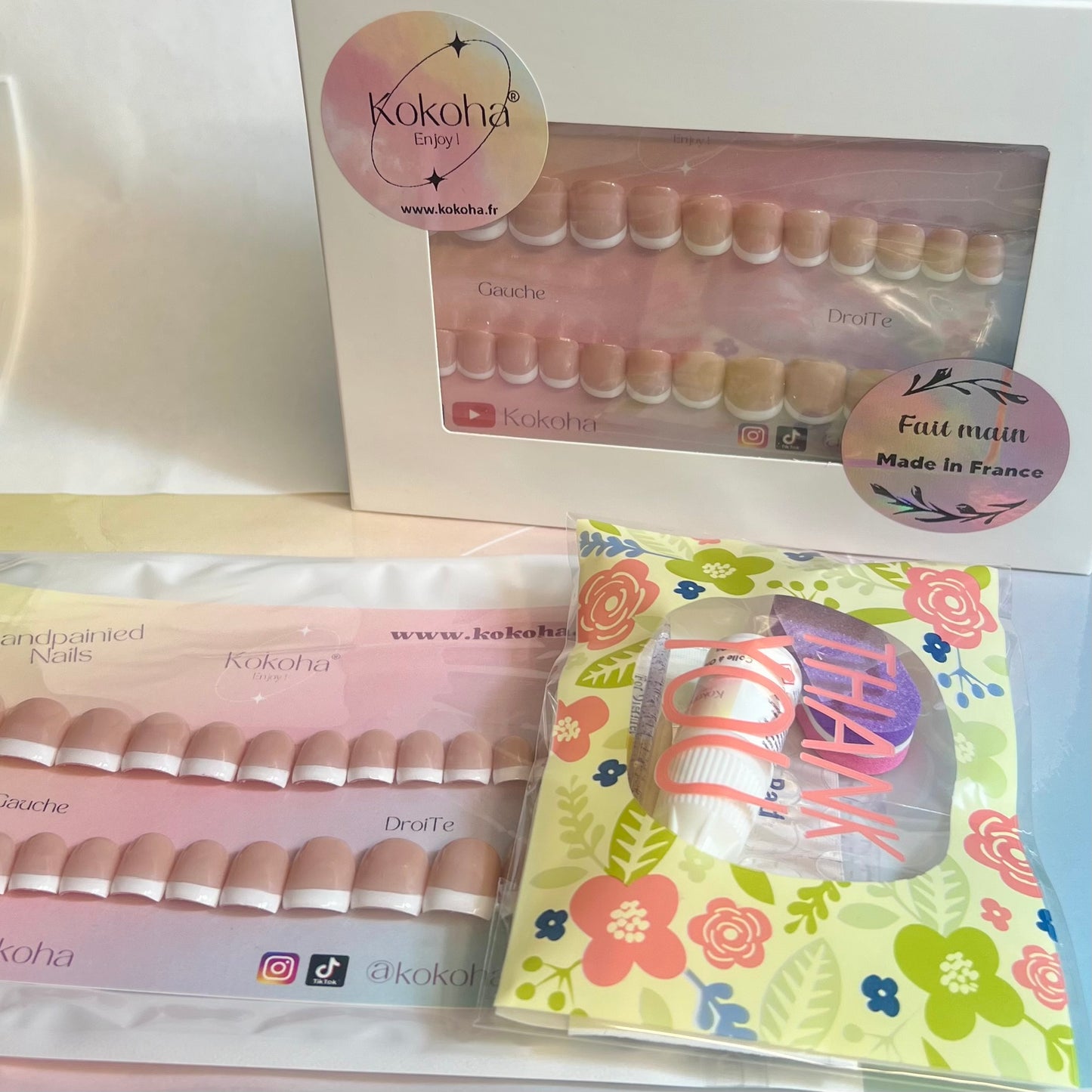Kit Press On Nails Fast nails F013 French classique brillant – Ongles parfaits en quelques minutes !