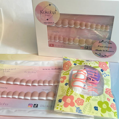 Kit Press On Nails Fast nails F013 French classique brillant – Ongles parfaits en quelques minutes !