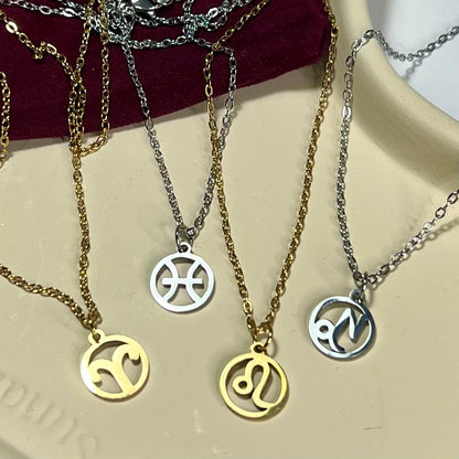 Collier Signe Astrologique en Acier Inoxydable – Doré ou Argenté | Bijou Astre Personnalisé à Petit Prix