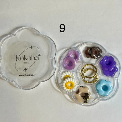 Coffret Boucles d’Oreilles Créoles et Pampilles – Boîte Fleur Acrylique Transparente | Acier Inoxydable