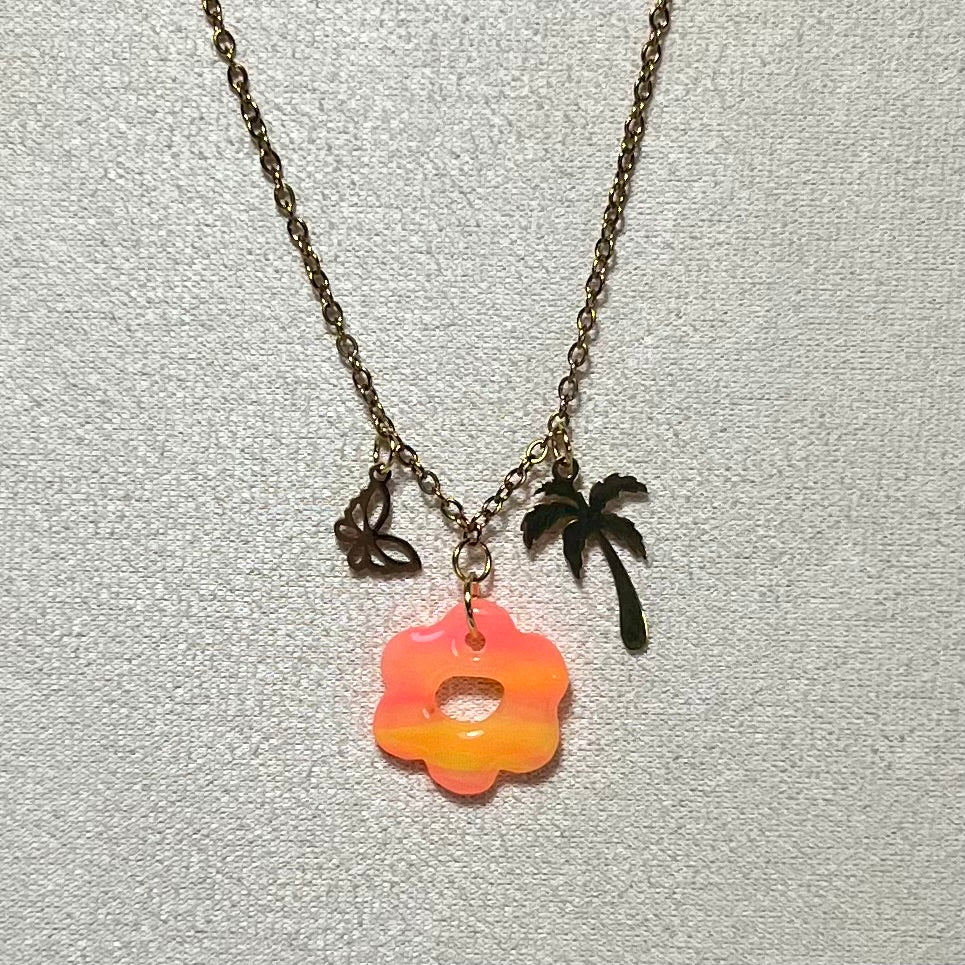 Collier Flora – Bijou Fait Main en Acier Inoxydable et Pâte Polymère