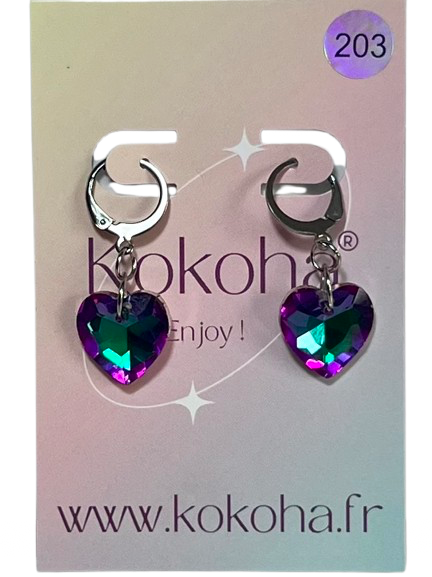 Boucles d’Oreilles Élégance Cœur Cristal en Acier Inoxydable