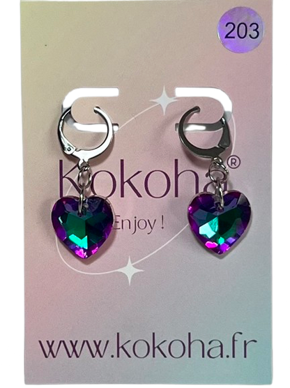 Boucles d’Oreilles Élégance Cœur Cristal en Acier Inoxydable