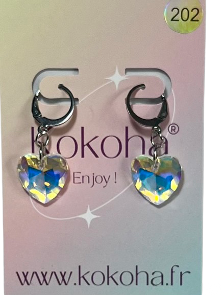 Boucles d’Oreilles Élégance Cœur Cristal en Acier Inoxydable