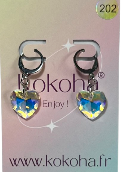 Boucles d’Oreilles Élégance Cœur Cristal en Acier Inoxydable