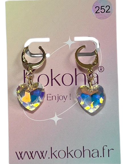 Boucles d’Oreilles Élégance Cœur Cristal en Acier Inoxydable