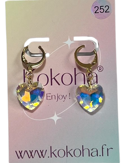 Boucles d’Oreilles Élégance Cœur Cristal en Acier Inoxydable