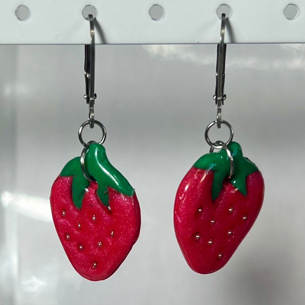 Boucles d'Oreilles Fruits en acier inoxydable fait main – Citron-Fraise-Palmier-Orange-Cerise-Ananas–Avocats- dorée ou argentée
