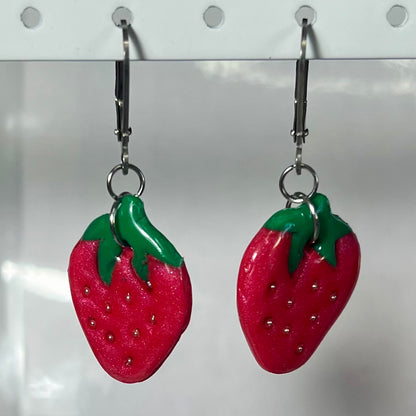 Boucles d'Oreilles Fruits en acier inoxydable fait main – Citron-Fraise-Palmier-Orange-Cerise-Ananas–Avocats- dorée ou argentée