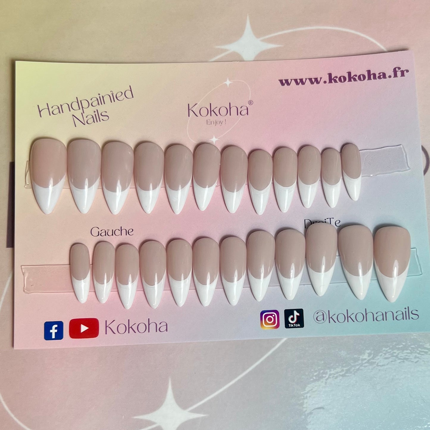 Kit Press On Nails Fast nails F013 French classique brillant – Ongles parfaits en quelques minutes !