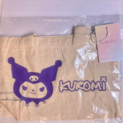Petit sac crème en coton décoré kuromi – Kokoha