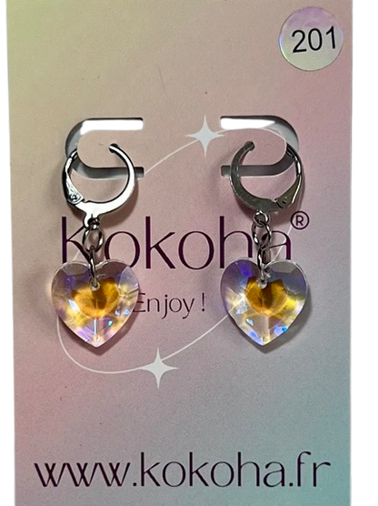 Boucles d’Oreilles Élégance Cœur Cristal en Acier Inoxydable