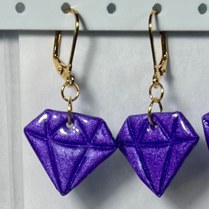 Boucles d'oreilles Diams  – acier inoxydable et pâte polymère – Diamant marbré ou métallisé