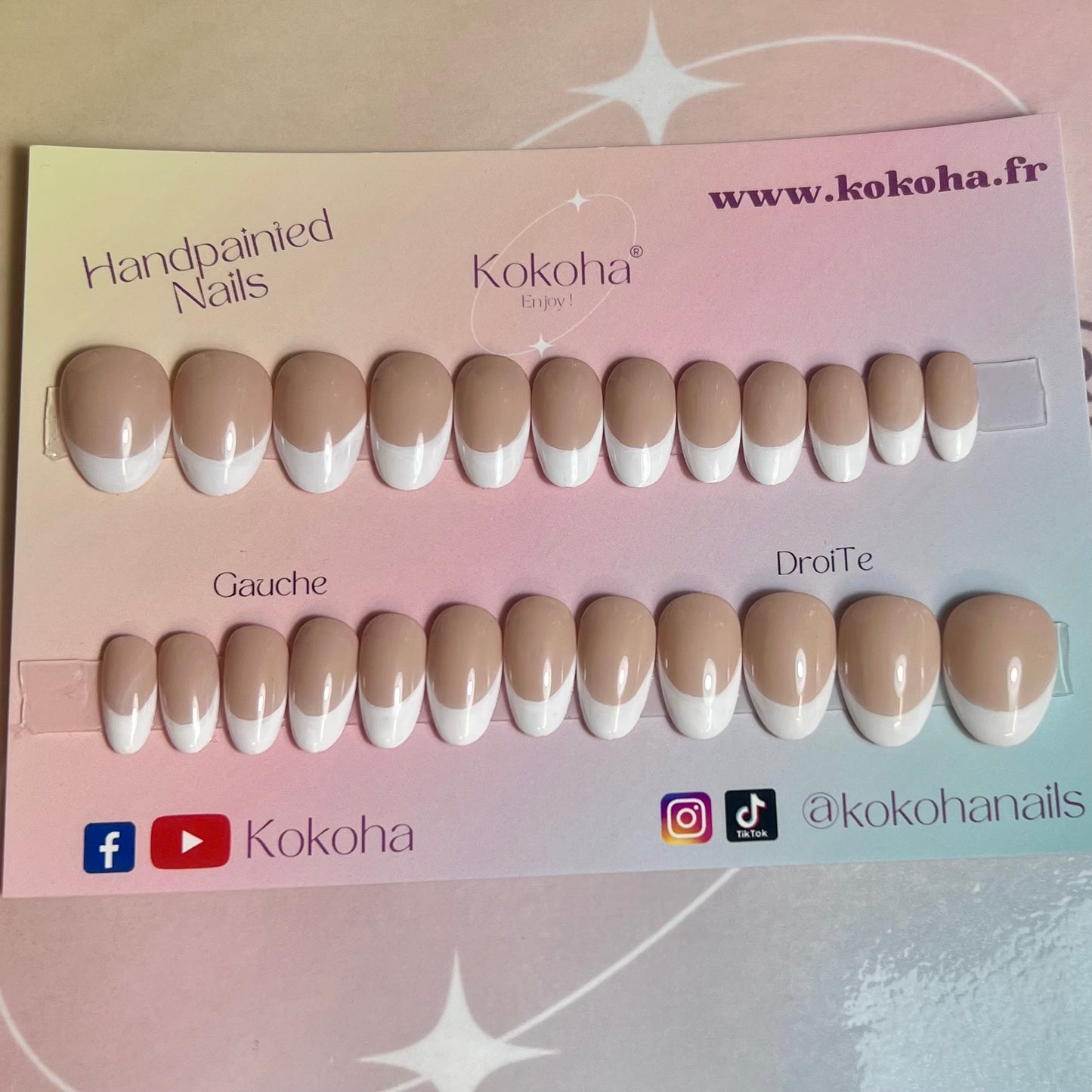Kit Press On Nails Fast nails F013 French classique brillant – Ongles parfaits en quelques minutes !