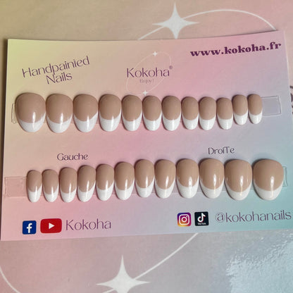 Kit Press On Nails Fast nails F013 French classique brillant – Ongles parfaits en quelques minutes !