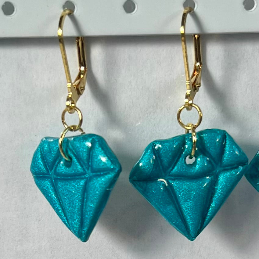 Boucles d'oreilles Diams  – acier inoxydable et pâte polymère – Diamant marbré ou métallisé