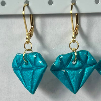 Boucles d'oreilles Diams  – acier inoxydable et pâte polymère – Diamant marbré ou métallisé